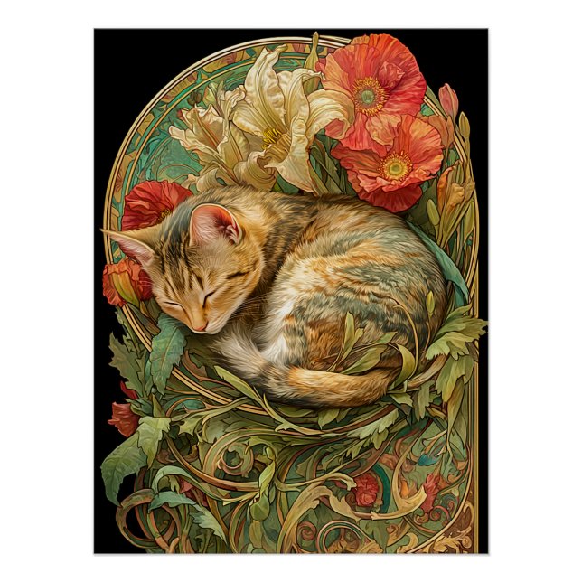 Póster Gato de Art Nouveau (Anverso)