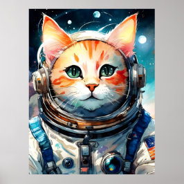 Póster Gato de Astronauta Adorable en Estados Unidos