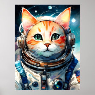 Póster Gato de Astronauta Adorable en Estados Unidos