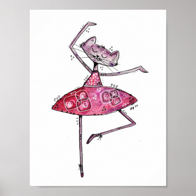 Póster Gato de baile tierno y caprichoso (Frente)
