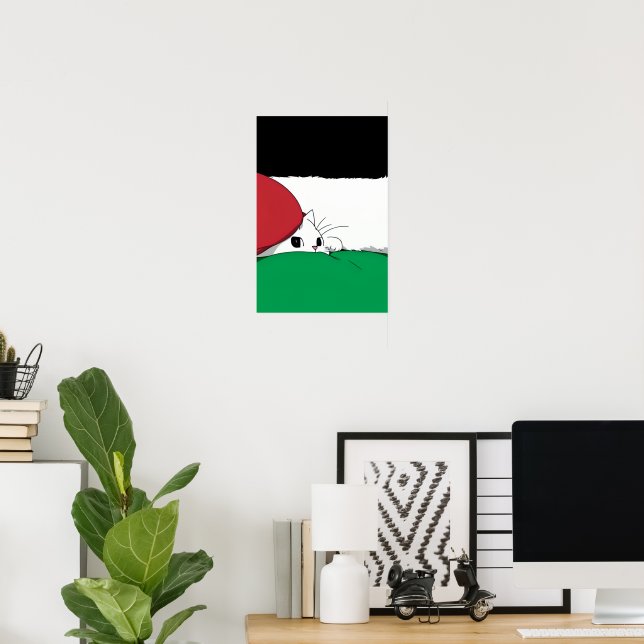 Póster Gato de bandera PALESTINA LIBRE (Oficina en casa)