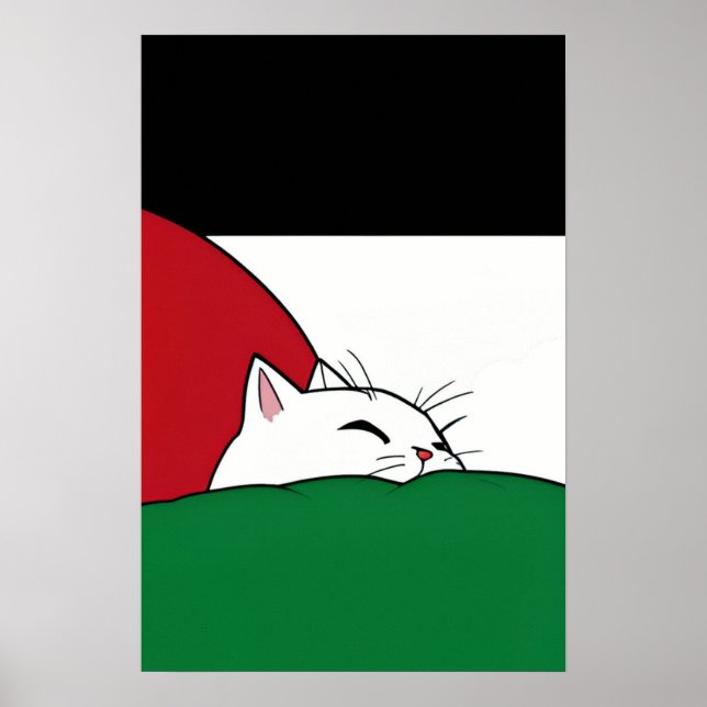Póster Gato de bandera PALESTINA LIBRE (Frente)