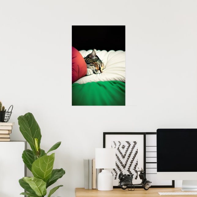 Póster Gato de bandera PALESTINA LIBRE (Oficina en casa)