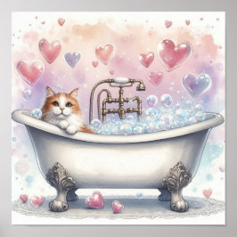 Póster Gato de Baño de Burbujas
