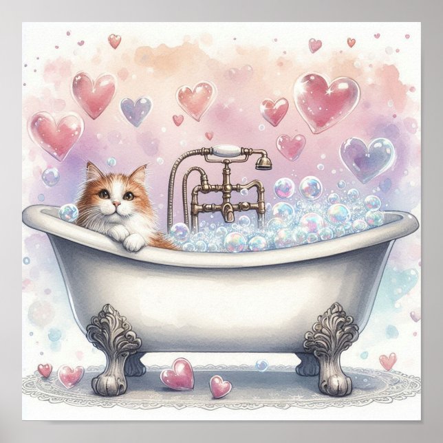 Póster Gato de Baño de Burbujas (Frente)