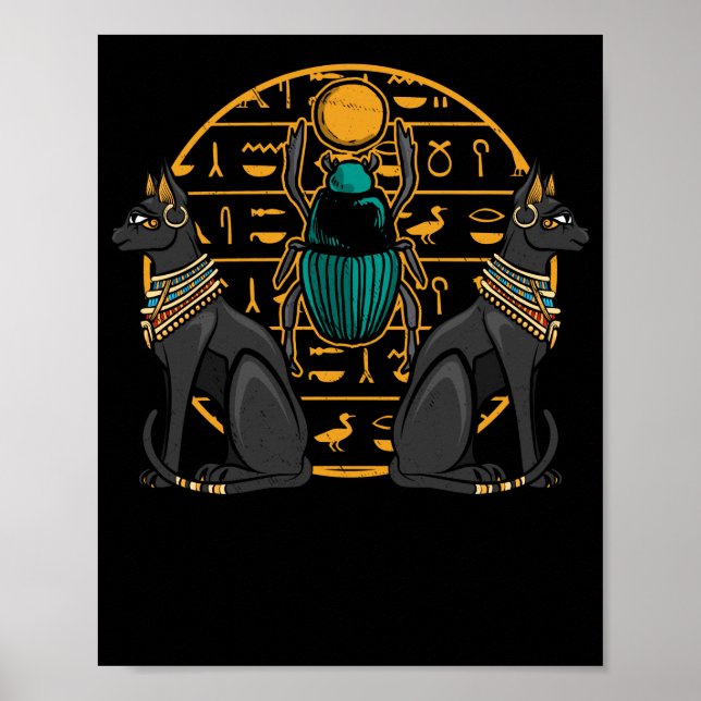 Póster Gato de bastet egipcio asusta la historia de Egipt (Frente)