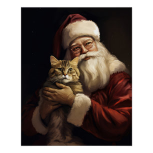 Póster Gato de Bengala con Navidades festivos de Santa Cl