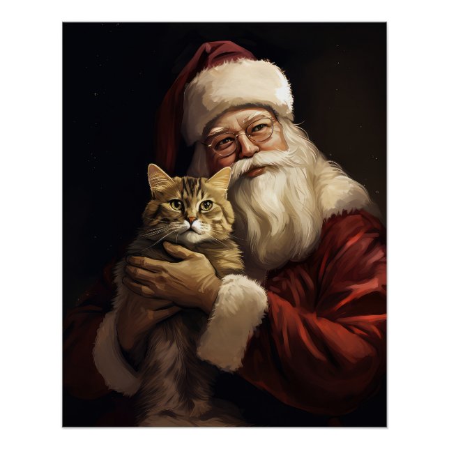 Póster Gato de Bengala con Navidades festivos de Santa Cl (Anverso)