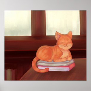 Póster Gato de biblioteca