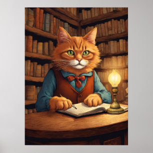 Póster gato de biblioteca #18 cartel