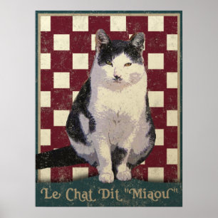 Póster Gato de bistró vintage