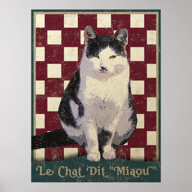 Póster Gato de bistró vintage (Frente)