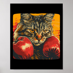 Póster Gato de boxeo genial para guantes de boxeo y amant