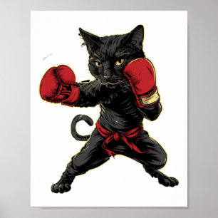 Póster Gato de boxeo tailandés gracioso Meau Thai Martial