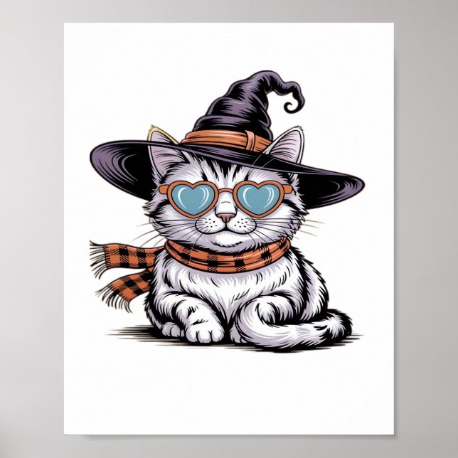 Póster Gato de bruja de Guay - Gato de Halloween lindo co (Frente)