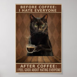 Póster Gato de café vintage
