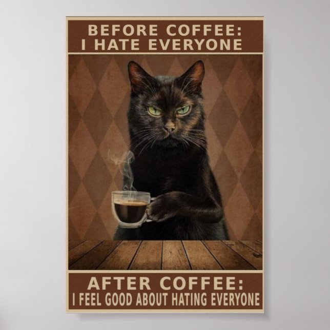 Póster Gato de café vintage (Frente)