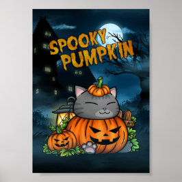 Póster Gato de calabaza espumoso de Halloween