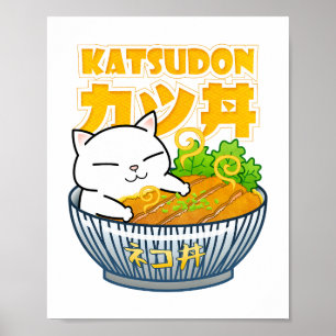 Póster Gato de cerdo Katsudon