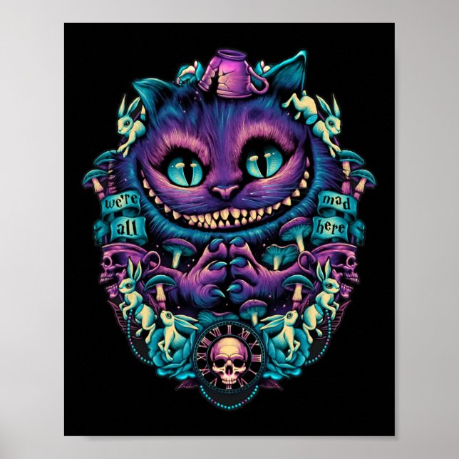 Póster Gato De Cheshire Alicia En Gráfico De Maravillas (Frente)