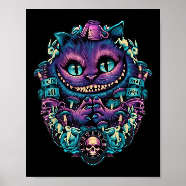 Póster Gato De Cheshire Alicia En Gráfico De Maravillas (Frente)