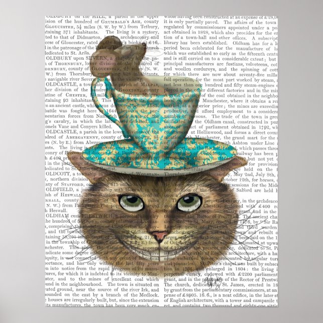 Póster Gato de Cheshire con la Copa de la Cabeza (Frente)