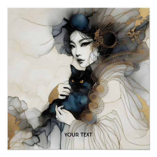 Póster Gato de Chica japonés con fantasía (Anverso)