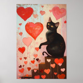 Póster Gato de Día de San Valentín cutáneo