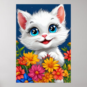 Póster Gato de dibujos animados adorable
