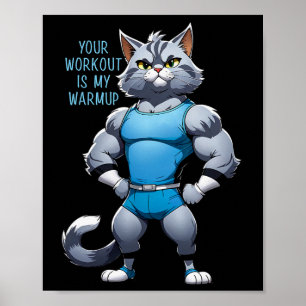 Póster Gato de dibujos animados divertido - estilo gimnas