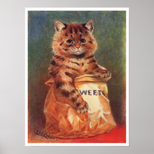 Póster Gato de dulces mixtos de Louis Wain