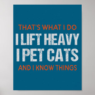Póster Gato de entrenamiento con tema de levantamiento de