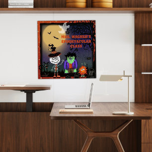 Póster Gato de esqueleto de Halloween Cute Spooky persona