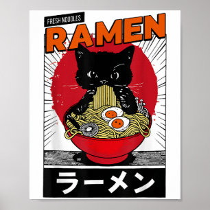 Póster Gato de fideos Ramen Y2k Retro Anime Cat _1