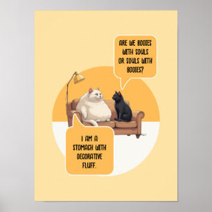 Póster Gato de Filosofía Humor Intelectual Cita Divertida