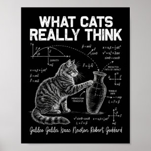 Póster Gato de Física Profesor de Ciencia Divertido Lo Qu