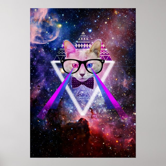Póster Gato de galaxia hipster (Frente)