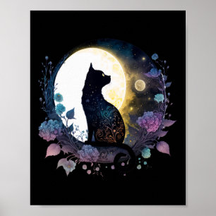 Póster Gato De Gato En Forma De Gato En Luna