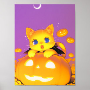 Póster Gato de Halloween