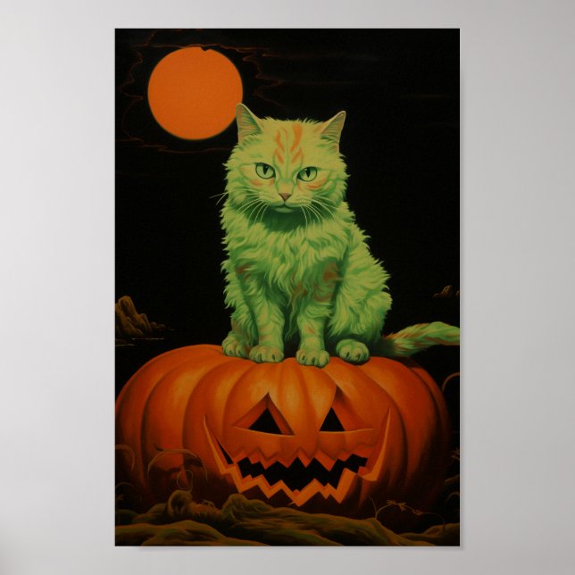 Póster Gato de Halloween espumoso (Frente)