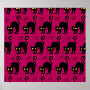 Póster Gato de Halloween: Resumen de patrón sin foco