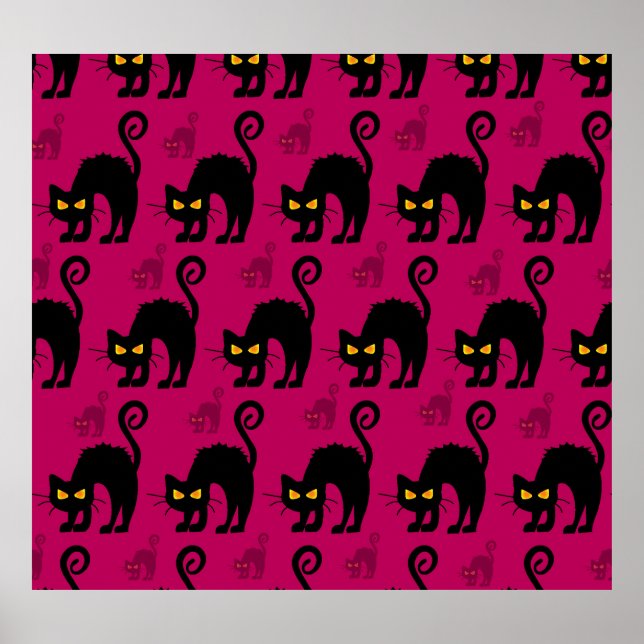 Póster Gato de Halloween: Resumen de patrón sin foco (Frente)