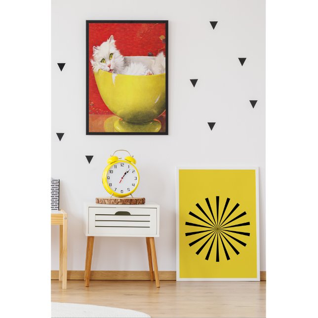 Póster Gato De Ilustracion Vintage En Tazón Amarillo (Subido por el creador)