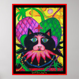 Póster Gato de jazz de Mardi Gras