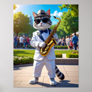 Póster Gato de Jazz Genial