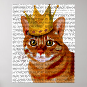 Póster Gato de jengibre con retrato de corona