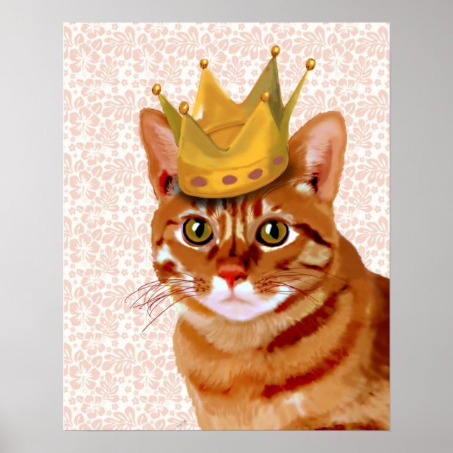 Póster Gato de jengibre con retrato de corona (Frente)