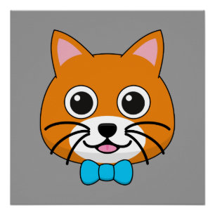 Póster Gato de jengibre feliz lindo con papillón