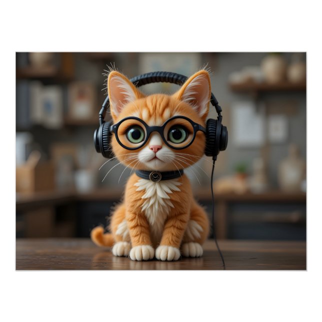 Póster Gato de jengibre juguetón (Anverso)