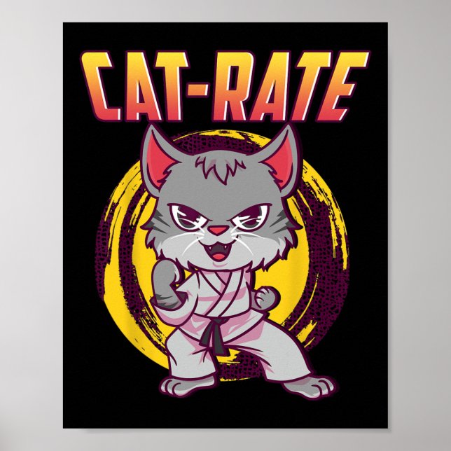 Póster Gato De Karate De Gatos Para Hombres Mujeres Chica (Frente)